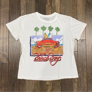THE BEACH BOYS WOMENS OVERSIZED SHORT SLEEVE GRAPHIC T-SHIRT WHITE SIZE XL